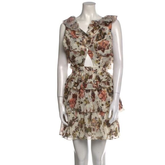 Ulla Johnson Printed Mini Dress Size XS Cream A Line Dress Floral Sarafina - Picture 1 of 4